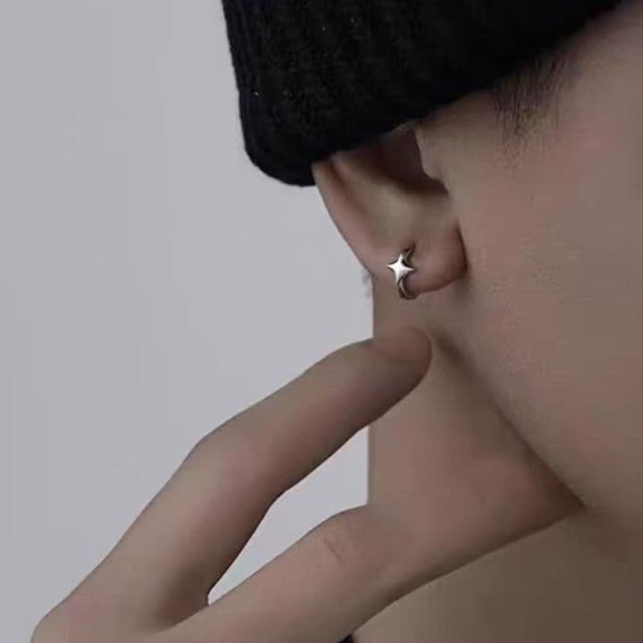 メンズピアス 星形モチーフ フープピアス 男性用