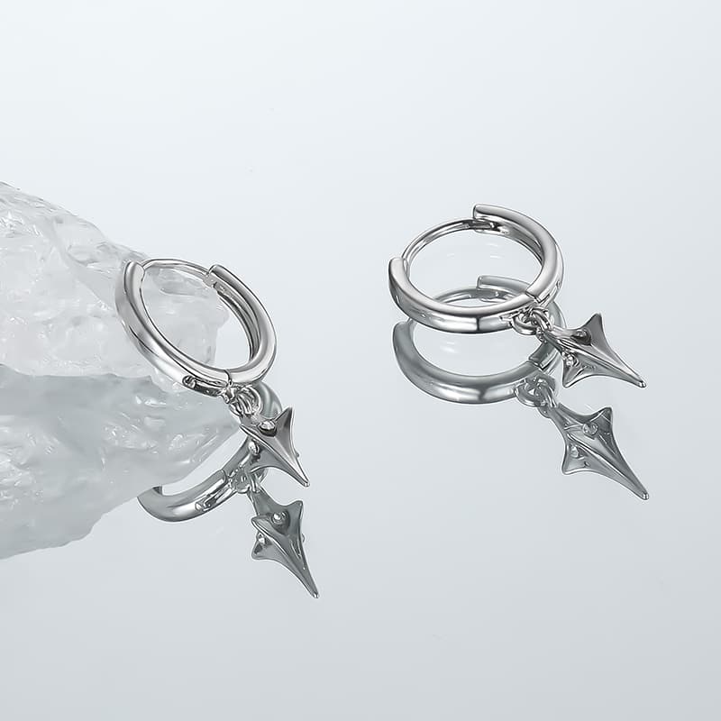 メンズピアス 星形スパイクフープピアス