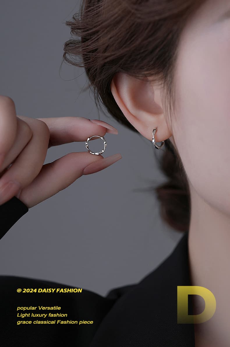メンズピアス メンズピアス ねじれデザイン輪型フープピアス