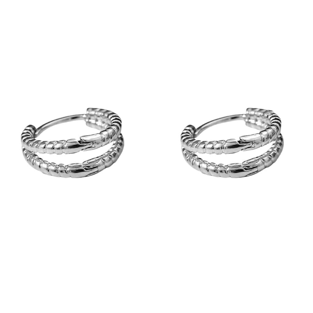 メンズピアス ツイスト模様二重巻きフープリングピアス