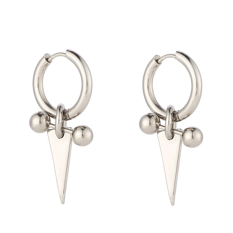 メンズピアス トライアングルチャームフープピアス