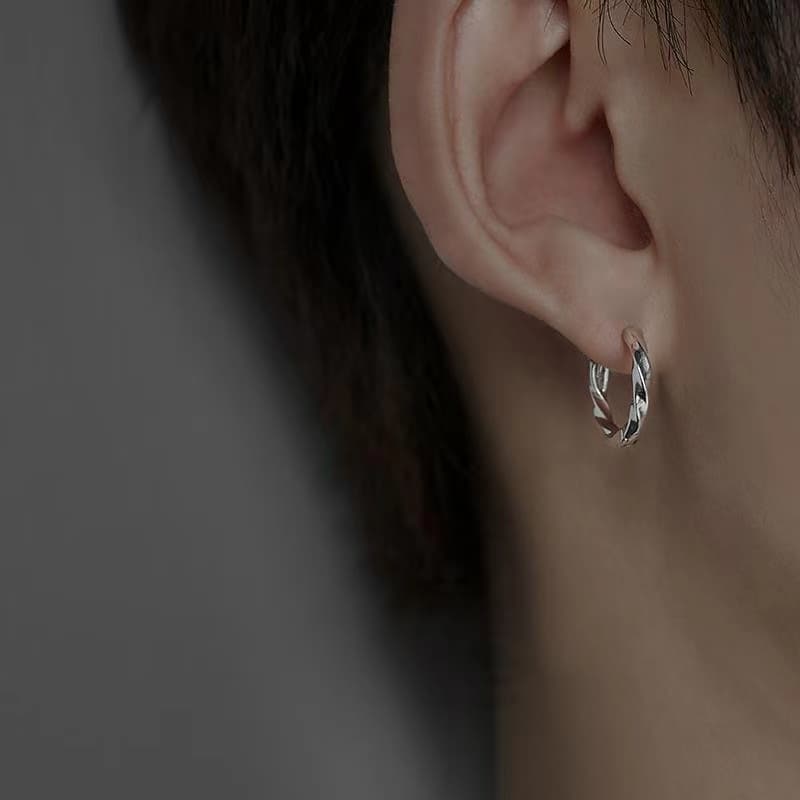 メンズピアス ねじれデザイン フープピアス