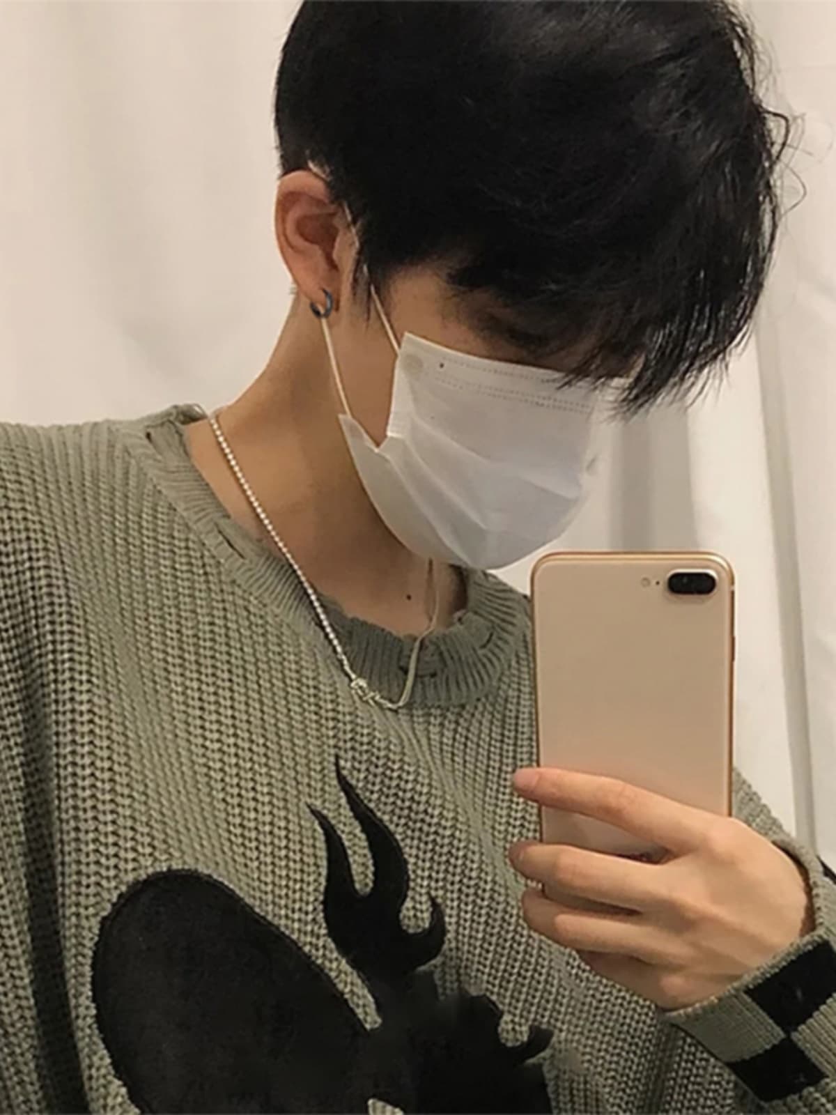 メンズピアス ねじれウェーブフープピアス