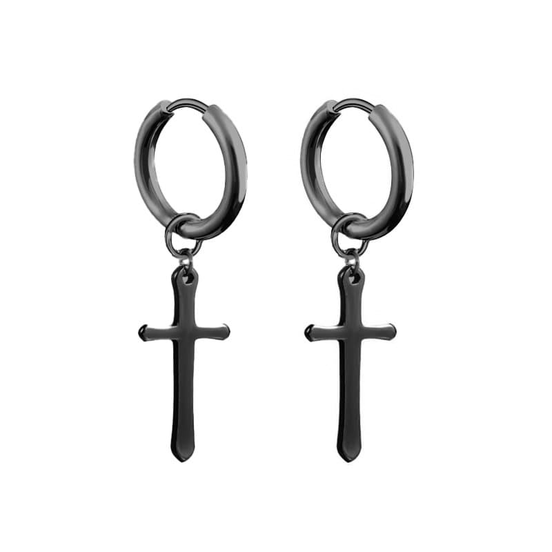 メンズピアス クロスモチーフ フープピアス
