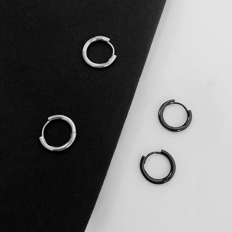 メンズピアス シンプル輪型フープピアス