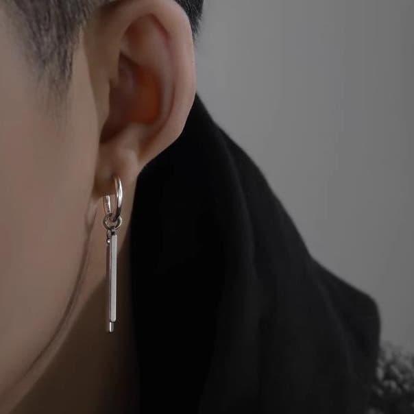 メンズピアス シンプル二連バーピアス