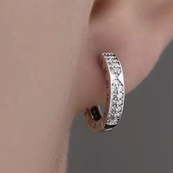メンズピアス 純銀フープピアス ローマ数字刻印