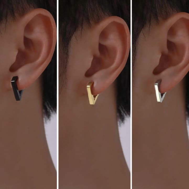 メンズピアス シンプル三角フォルムピアス