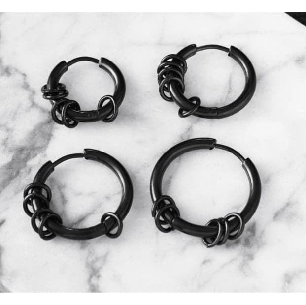 メンズピアス シンプル輪っか飾り付きフープピアス