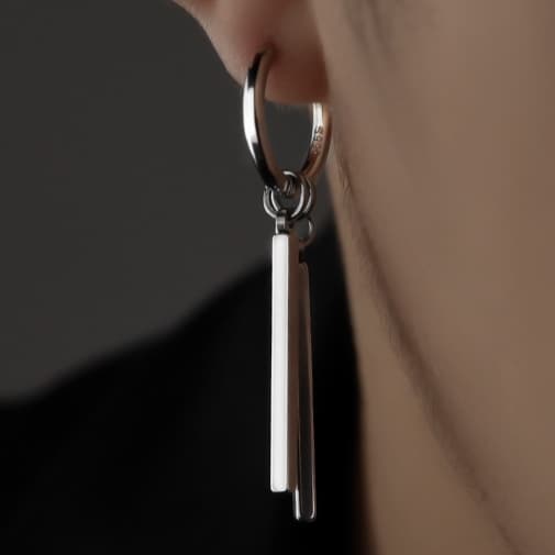 メンズピアス 二連バーピアス