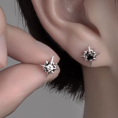 メンズピアス 八芒星モチーフ 輝石スタッドピアス