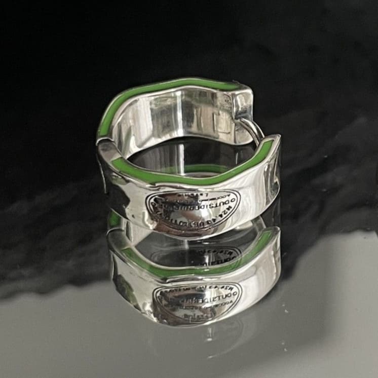 メンズピアス シンプル幅広ラインフープピアス