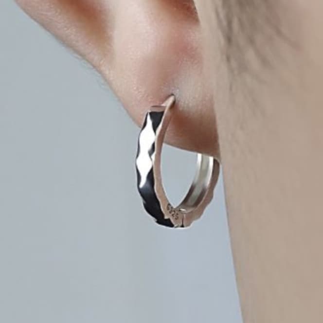 メンズピアス 波紋デザインフープピアス