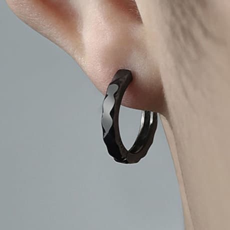 メンズピアス 波紋デザインフープピアス