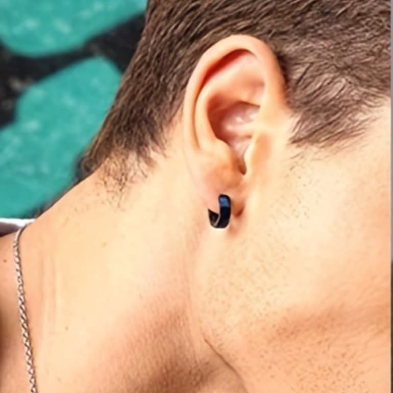 メンズピアス シンプル輪型フープピアス