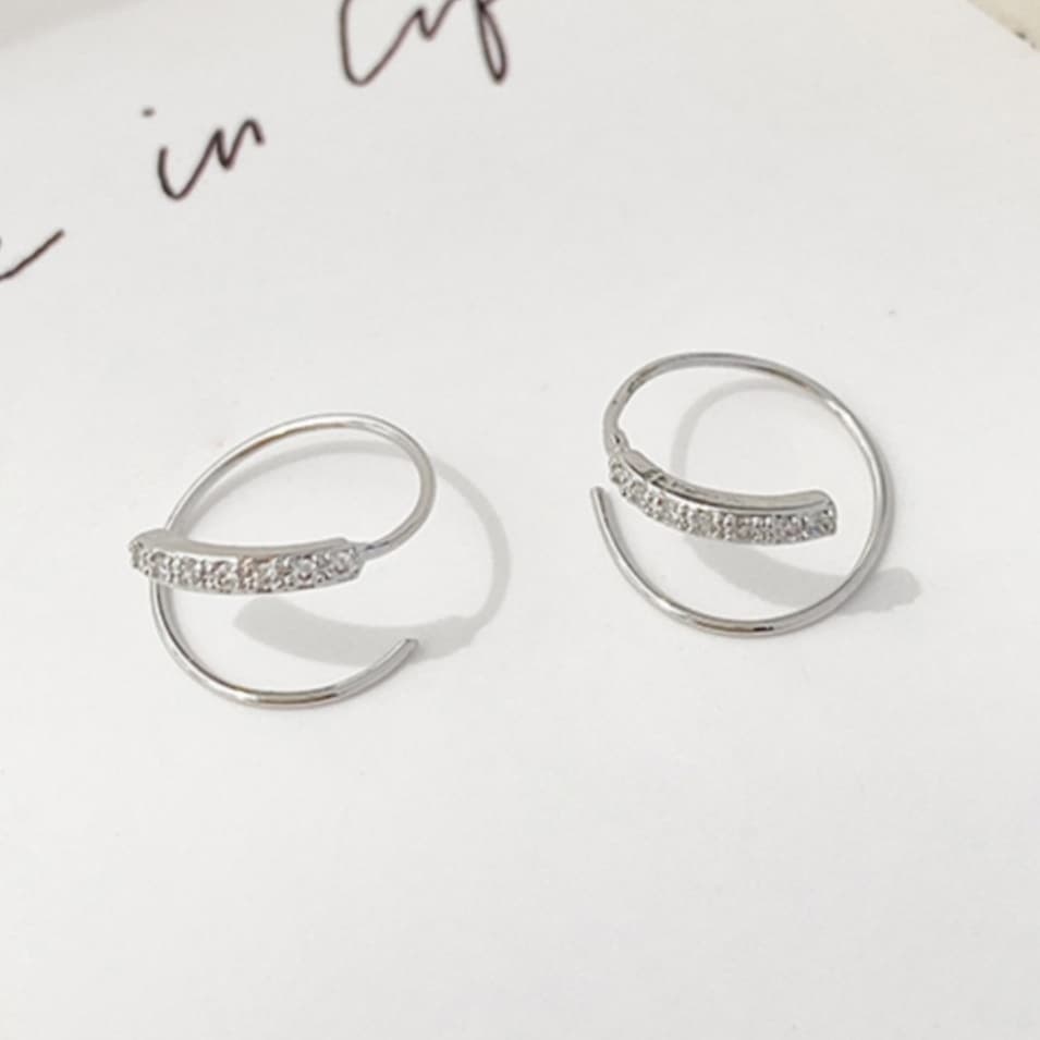メンズピアス シンプル曲線キュービック ピアス