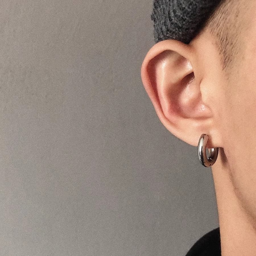 メンズピアス クールラウンドフープピアス
