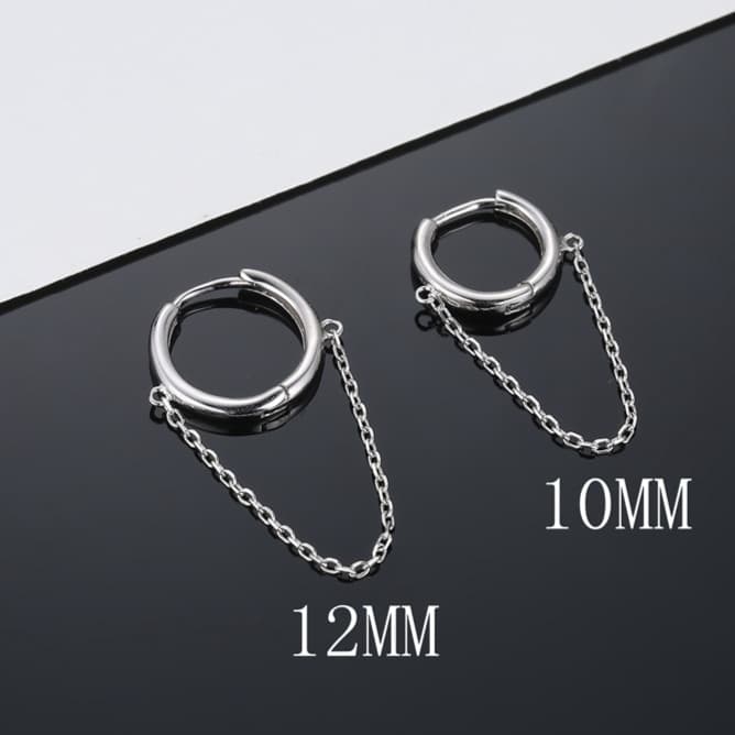 メンズピアス シンプルチェーン付きフープピアス