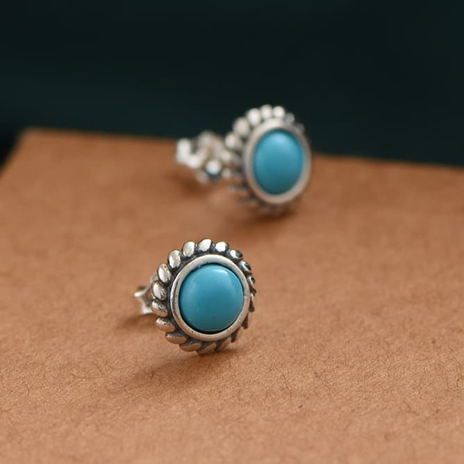 メンズピアス 伝統的な円形ターコイズピアス
