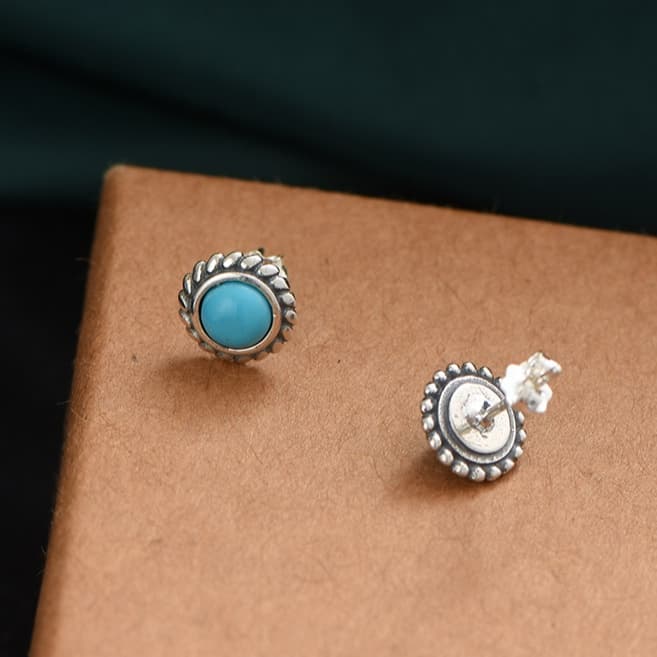メンズピアス 伝統的な円形ターコイズピアス
