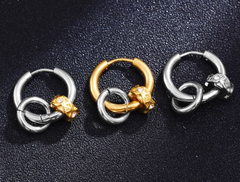 メンズピアス リングピアス フープデザイン チャームピアス