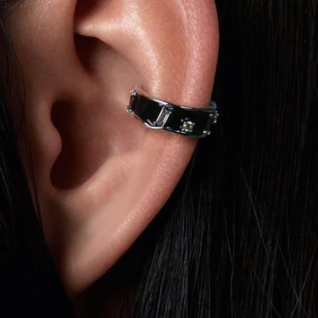 メンズピアス イヤーカフ 洗練黒曜石イヤーカフ