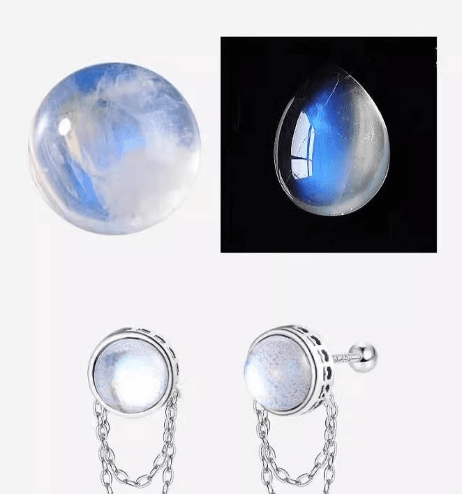 メンズピアス チェーンピアス 月光輝く円形ピアス