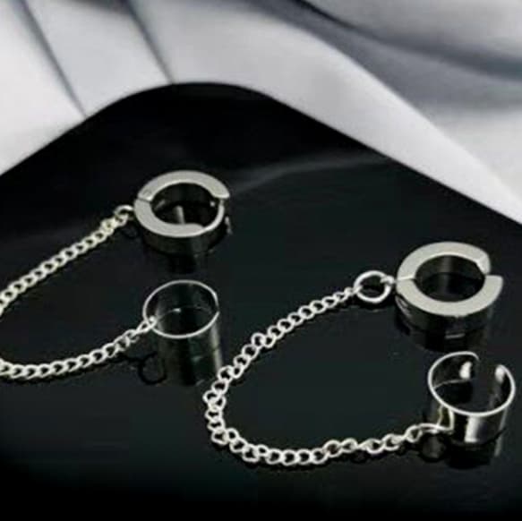 メンズピアス チェーンピアス イヤーカフ チェーン フープピアス セット