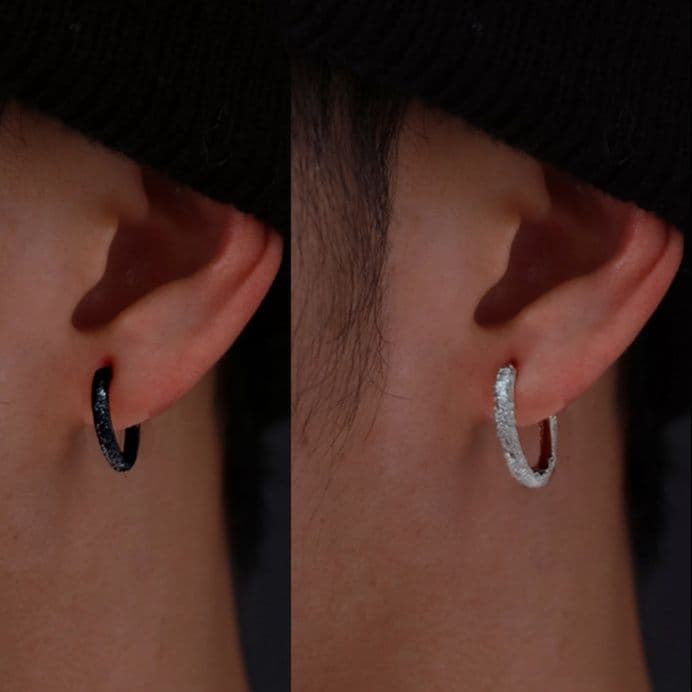 メンズピアス 高純度銀のフロストリングピアス