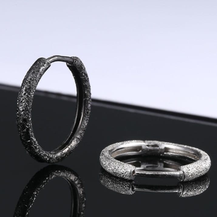 メンズピアス 高純度銀のフロストリングピアス