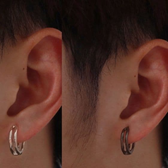 メンズピアス 純銀製二重輪フープピアス
