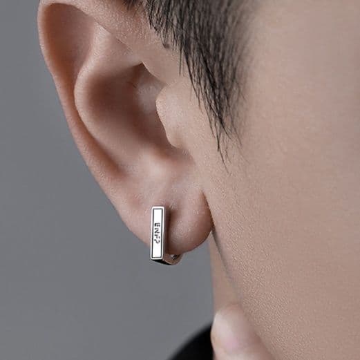 メンズピアス 純銀スクエアフープピアス