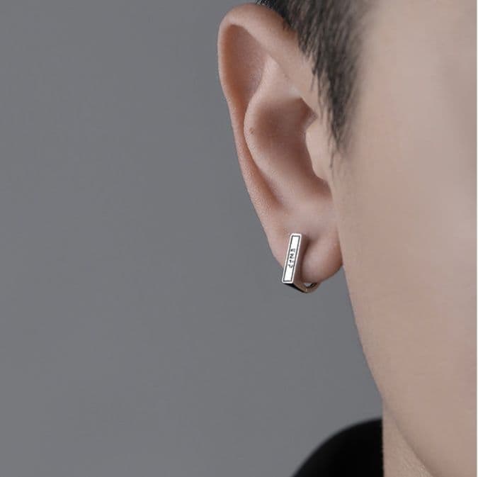 メンズピアス 純銀スクエアフープピアス