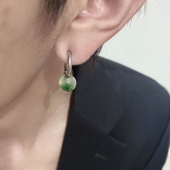 メンズピアス 天然石フープドロップピアス