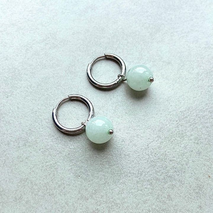 メンズピアス 天然石フープドロップピアス