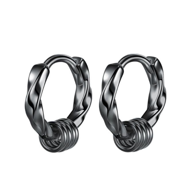 メンズピアス ツイストリングチャームフープピアス