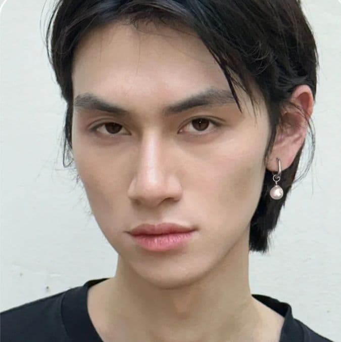 メンズピアス 真珠ドロップフープピアス