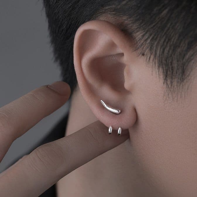 メンズピアス 多機能デザイン二連イヤーカフ