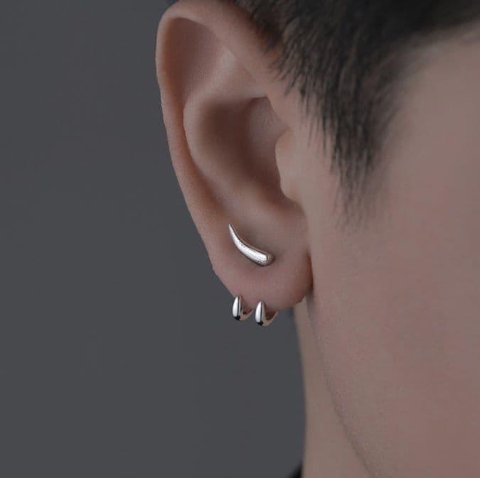 メンズピアス 多機能デザイン二連イヤーカフ