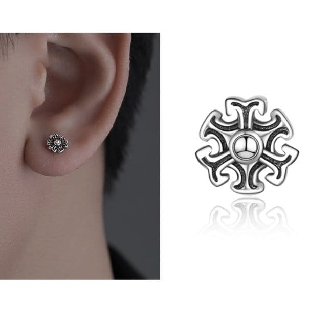 メンズピアス 六芒星モチーフ純銀ピアス