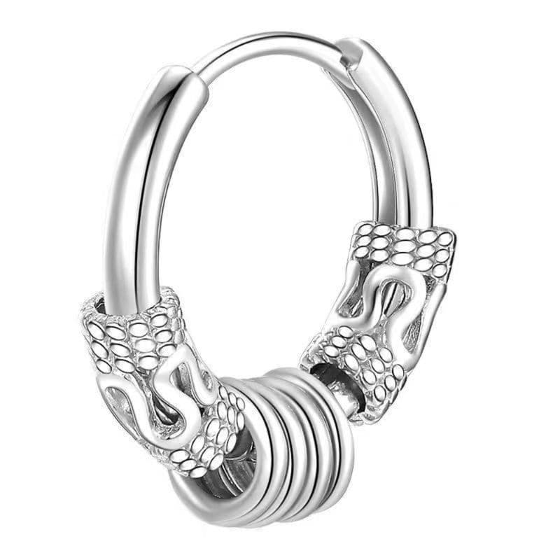 メンズピアス 鎖模様チタンフープピアス