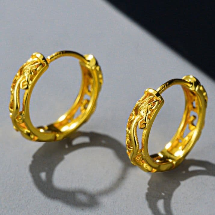 メンズピアス 龍紋様式フープピアス