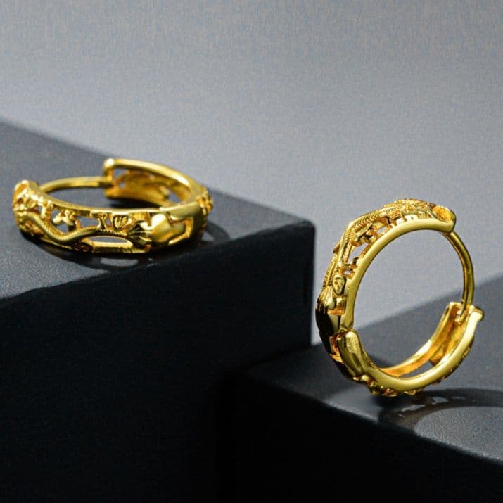 メンズピアス 龍紋様式フープピアス