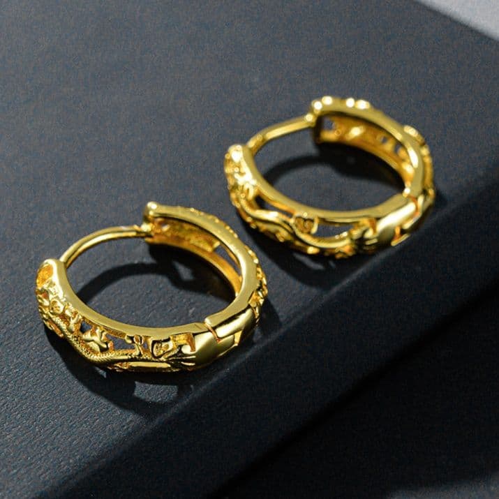 メンズピアス 龍紋様式フープピアス