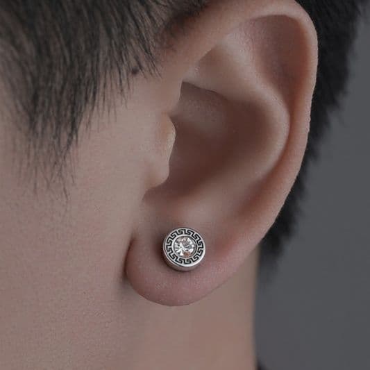 メンズピアス 伝統幾何学模様ジルコニアピアス