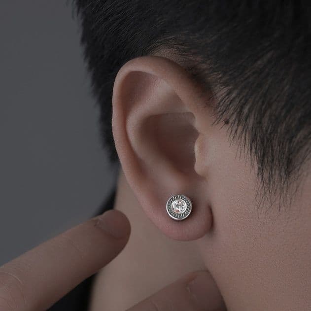 メンズピアス 伝統幾何学模様ジルコニアピアス