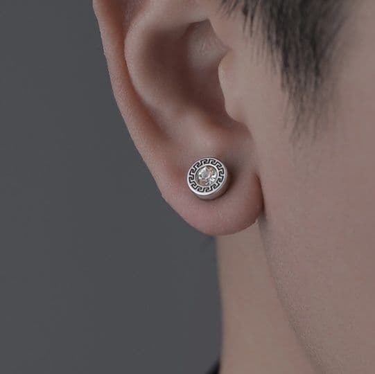 メンズピアス 伝統幾何学模様ジルコニアピアス