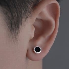 メンズピアス 黒曜石風サークルピアス