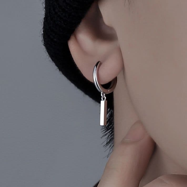 メンズピアス 縦長バーフープピアス