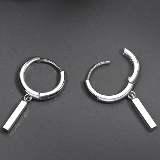 メンズピアス 縦長バーフープピアス